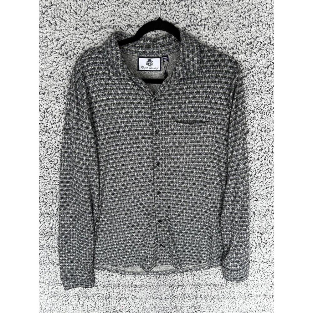 English Laundry Men's Geometric Print Button Down Long Sleeve Shirt Sz Medium